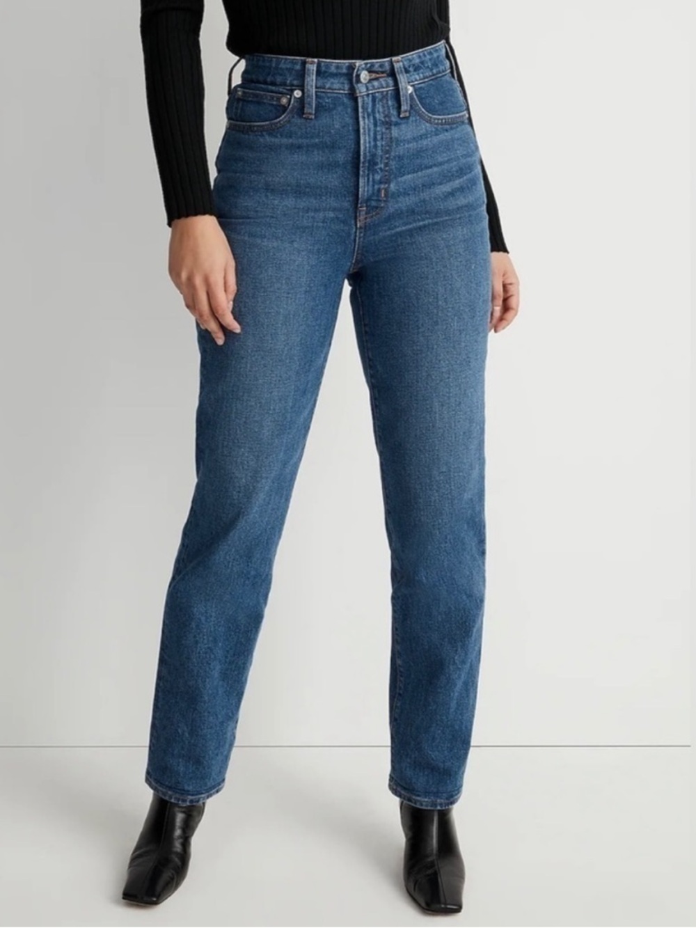 Classic High-Rise Straight Jeans - Blue